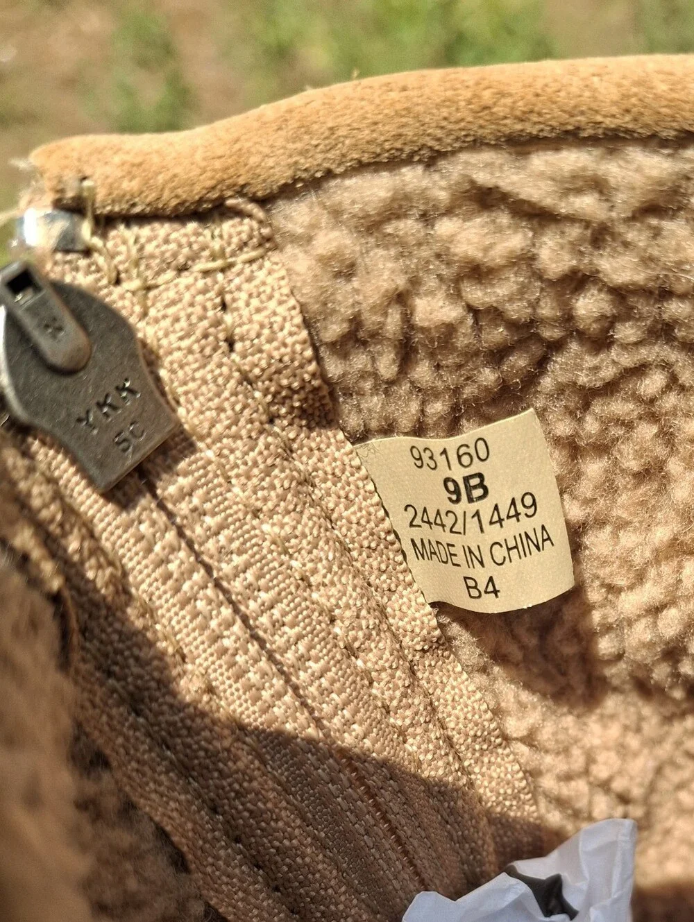 VTG Lands' End Women's Tan Suede & Fleece-Lined Mid Calf Back Zip Winter Boots 9